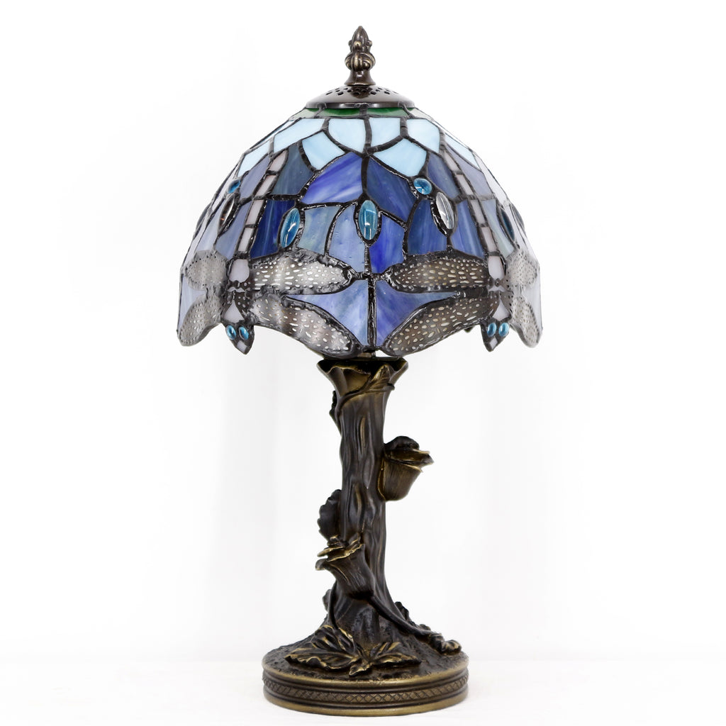 A Stunning Tiffany Table Lamp with Dragonfly and Rose Design  - FU