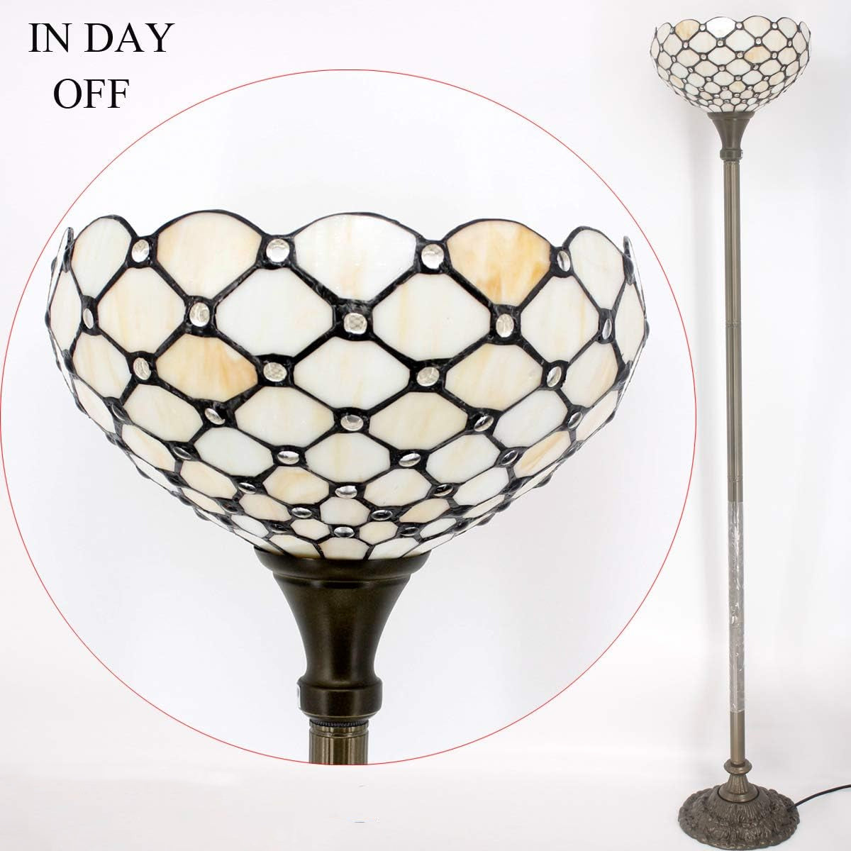 Stained Glass Lamp Shade Replacement Werfactory® 12 Inch Cream Amber Tiffany Lampshade Only