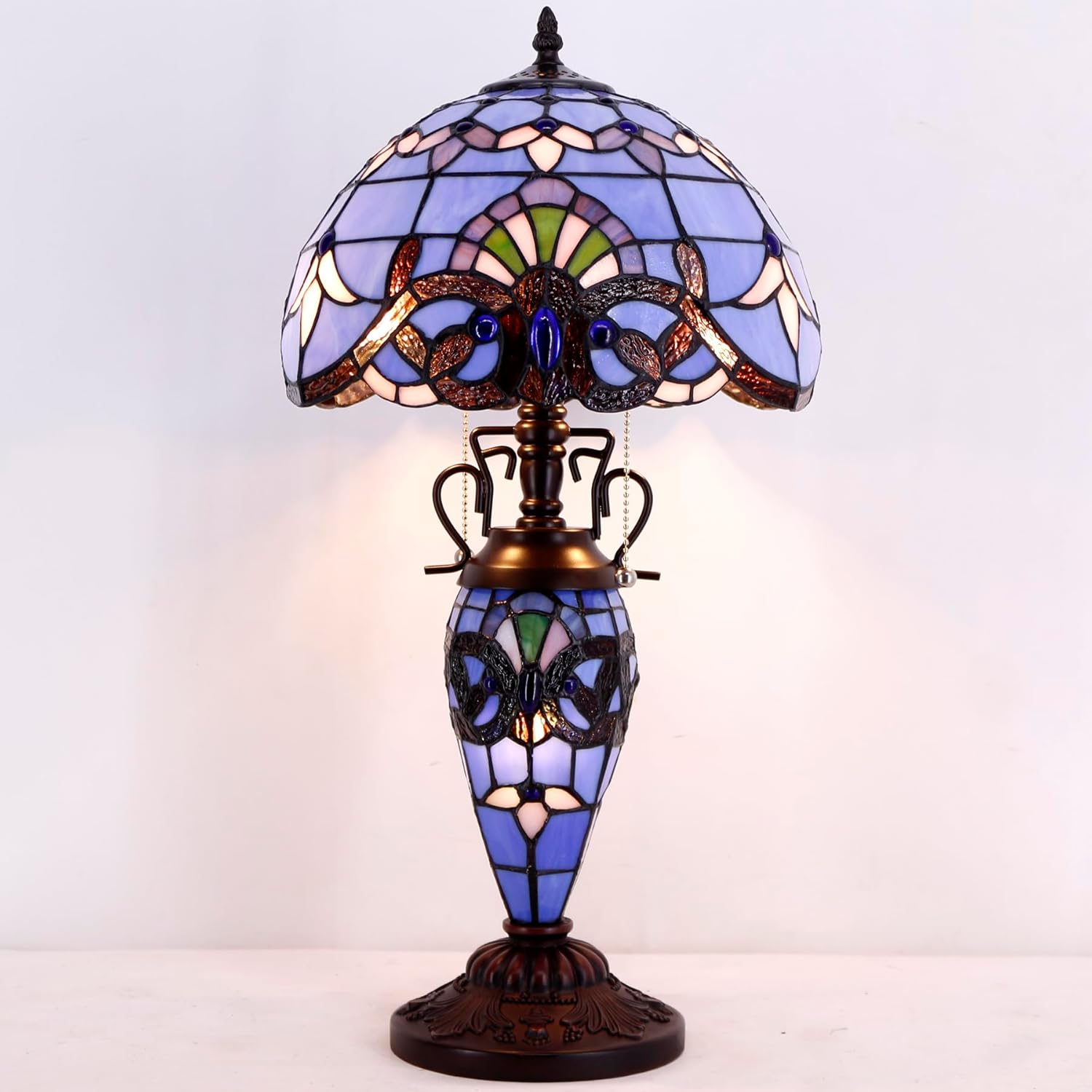 Stained Glass Lamp Shade Replacement Werfactory® 12X6 Inch Blue Purple Baroque Tiffany Lamp Shade