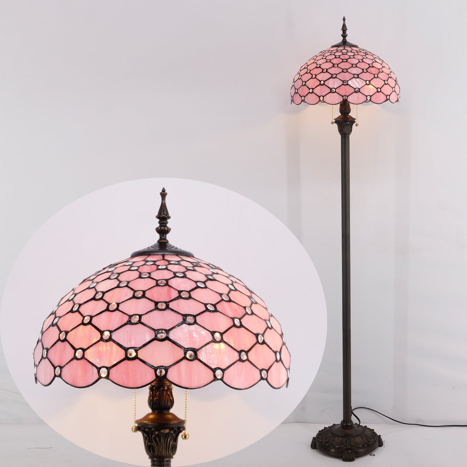 Tiffany Floor Lamp Werfactory® Pink Stained Glass Standing Reading Light