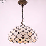 Tiffany Lamp Shade Replacement Werfactory® 12X6 Inch Cream Amber Stained Glass Bead Lampshade Only