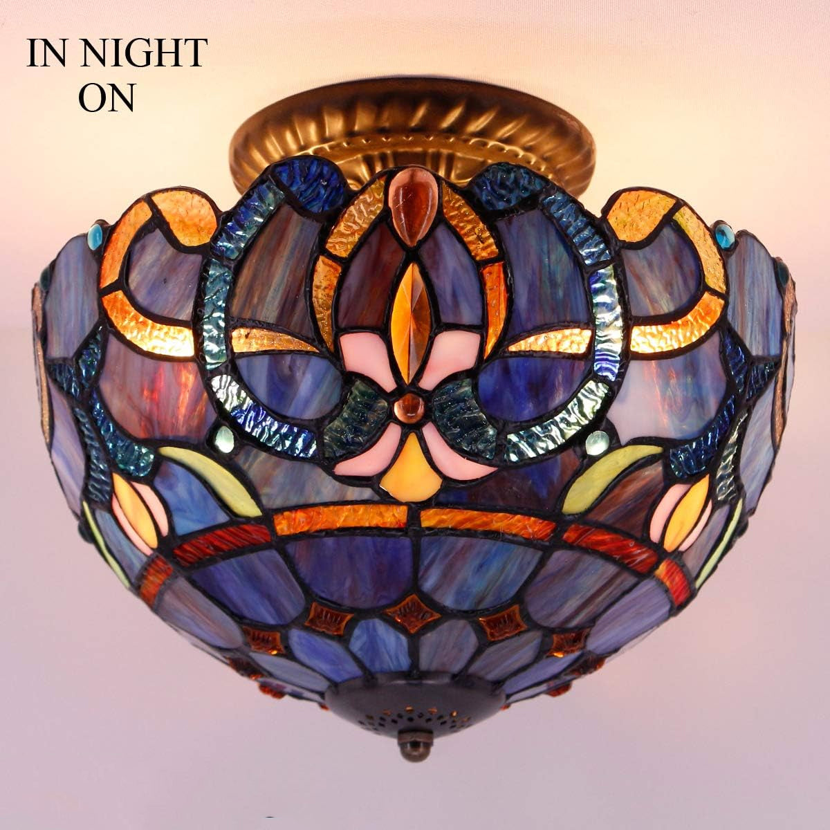 Stained Glass Lamp Shade Only Werfactory® Tiffany Lamp Shade Replacement 12X6 Inch Blue Purple Cloudy Lampshade Only