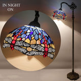 Tiffany Floor Reading Lamp Werfactory® Blue Brown Stained Glass Dragonfly Arched Lamp