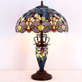 Tiffany Table Lamp Werfactory® Stained Glass Dragonfly Mother-Daughter Desk Light