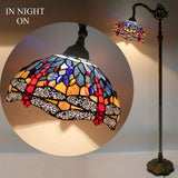 Tiffany Floor Reading Lamp Werfactory® Blue Brown Stained Glass Dragonfly Arched Lamp