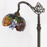 Werfactory®Tiffany Style Floor Lamp Red Rose Flower 10 Inch Stained Glass Arched Lamp