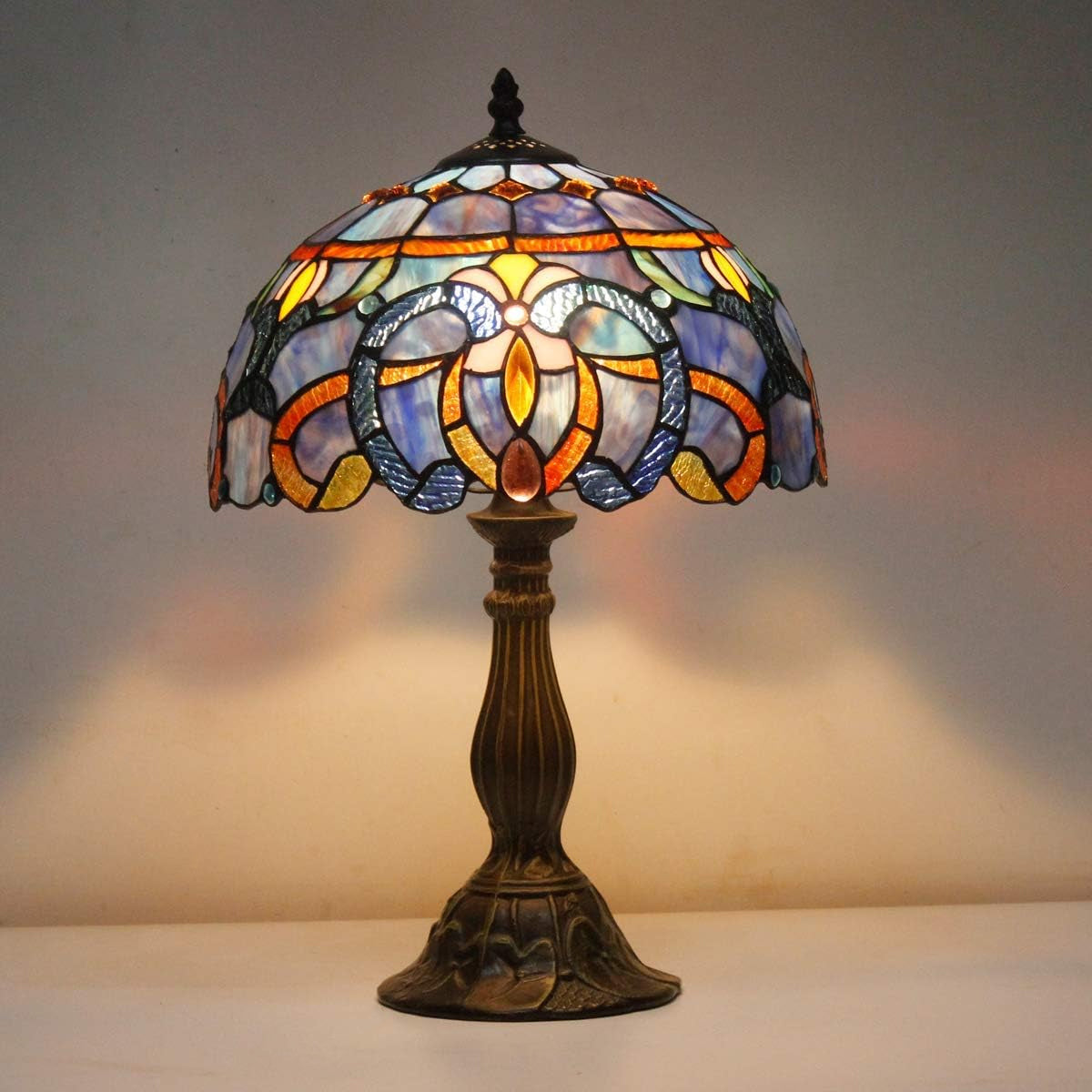 Stained Glass Lamp Shade Only Werfactory® Tiffany Lamp Shade Replacement 12X6 Inch Blue Purple Cloudy Lampshade Only