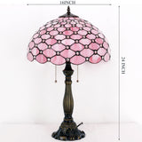 WERFACTORY Tiffany Table Lamp Pink Stained Glass Crystal Bead  Desk Reading Light