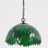 Werfactory®Tiffany Pendant Light Plug in Green Wisteria Stained Glass 12 Inch Hanging Lamp