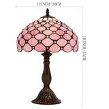 WERFACTORY®Tiffany Lamp Pink Stained Glass Bead 12 Inch Table Lamp Desk Reading Light