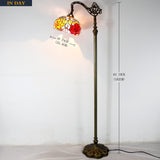 Werfactory®Tiffany Style Floor Lamp Red Rose Flower 10 Inch Stained Glass Arched Lamp