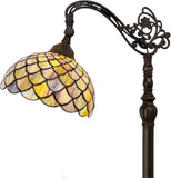 Tiffany Floor Lamp Stained Glass Reading Light Brown Fish Scales