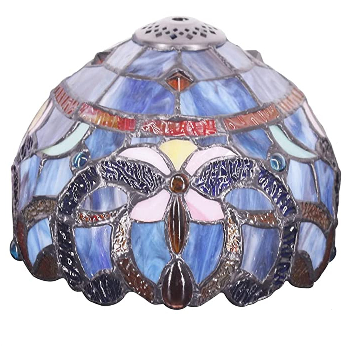 8" Tiffany Overcast Sky Blue Shade Werfactory® Stained Glass Shade