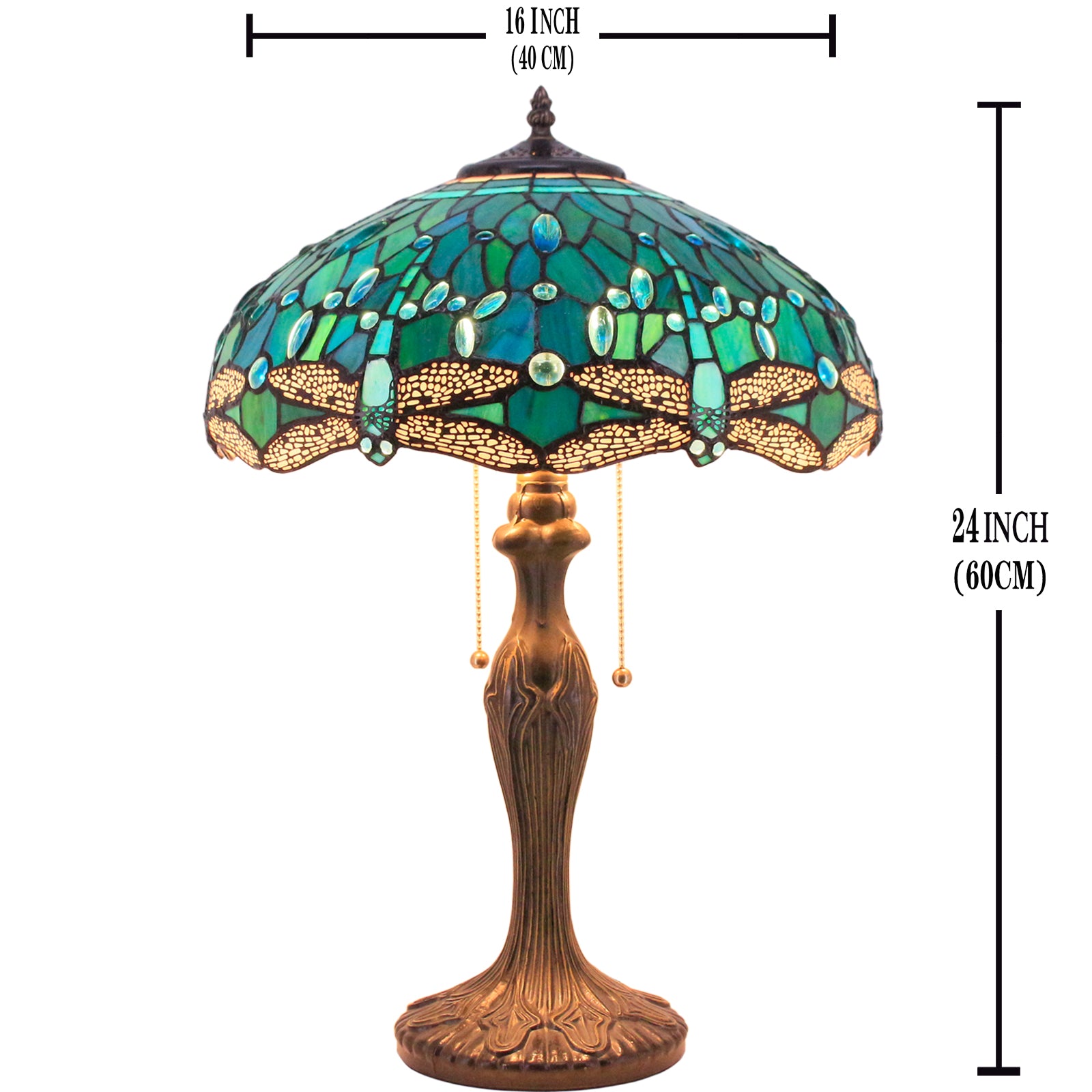 Tiffany Style Lamps Werfactory® Green Stained Glass Dragonfly Bedside Desk Reading Light