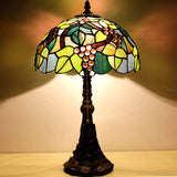 WerfactoryÂŽ Tiffany Table Lamp Green Stained Glass Grapes Style Handmade Reading Lamp