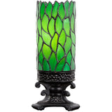 Werfactory Tiffany Table Lamp Small Stained Glass Lamp Green Leaf Candle Type Desk Lamp