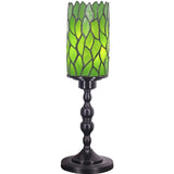 Werfactory Small Tiffany Lamp Stained Glass Table Lamp Green Leaf Style Lamp