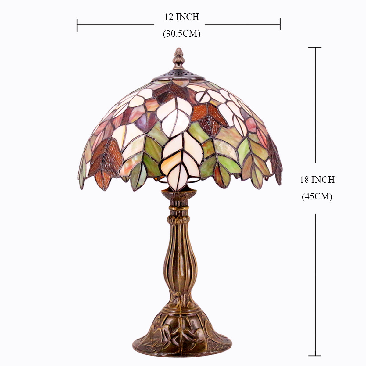 Tiffany Table Lamp Werfactory® Stained Glass Style Maple Leaf Bedside Lamp