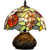 Werfactory® Tiffany Lamp Grape Style Stained Glass Table Lamp with Mushroom Base