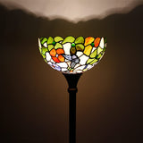 Werfactory® Torchiere Tiffany Floor Lamp 12X12X67 Inches Green Stained Glass Butterfly Torch Light