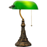 Werfactory® Banker Lamp Tiffany Desk Lamp Green Stained Glass Table Lamp