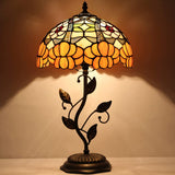12 inch Werfactory® Table Lamp Stained Glass Lamp Orange Flower Desk Light