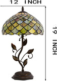 12 inch Werfactory® Tiffany Table Lamp Stained Glass Fish Scales Desk Light