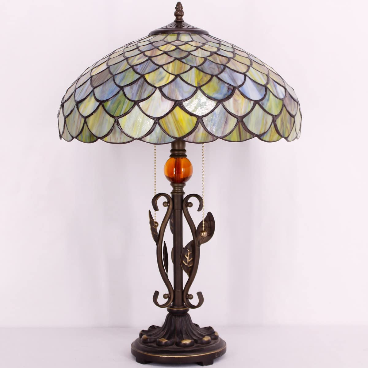 16 Inch Werfactory® Tiffany Table Lamp Stained Glass Lamp Fish Scales Light