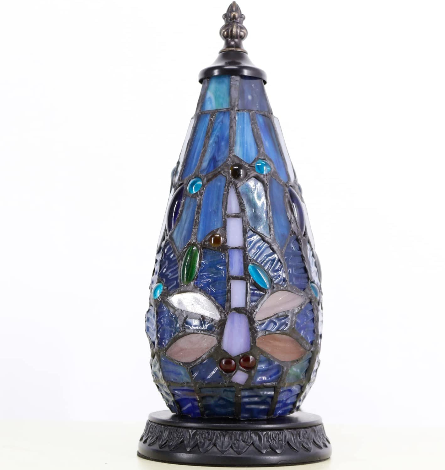 Werfactory® Tiffany Table Lamp Lighthouse Stained Glass Christmas Tree Dragonfly Bedisde Light