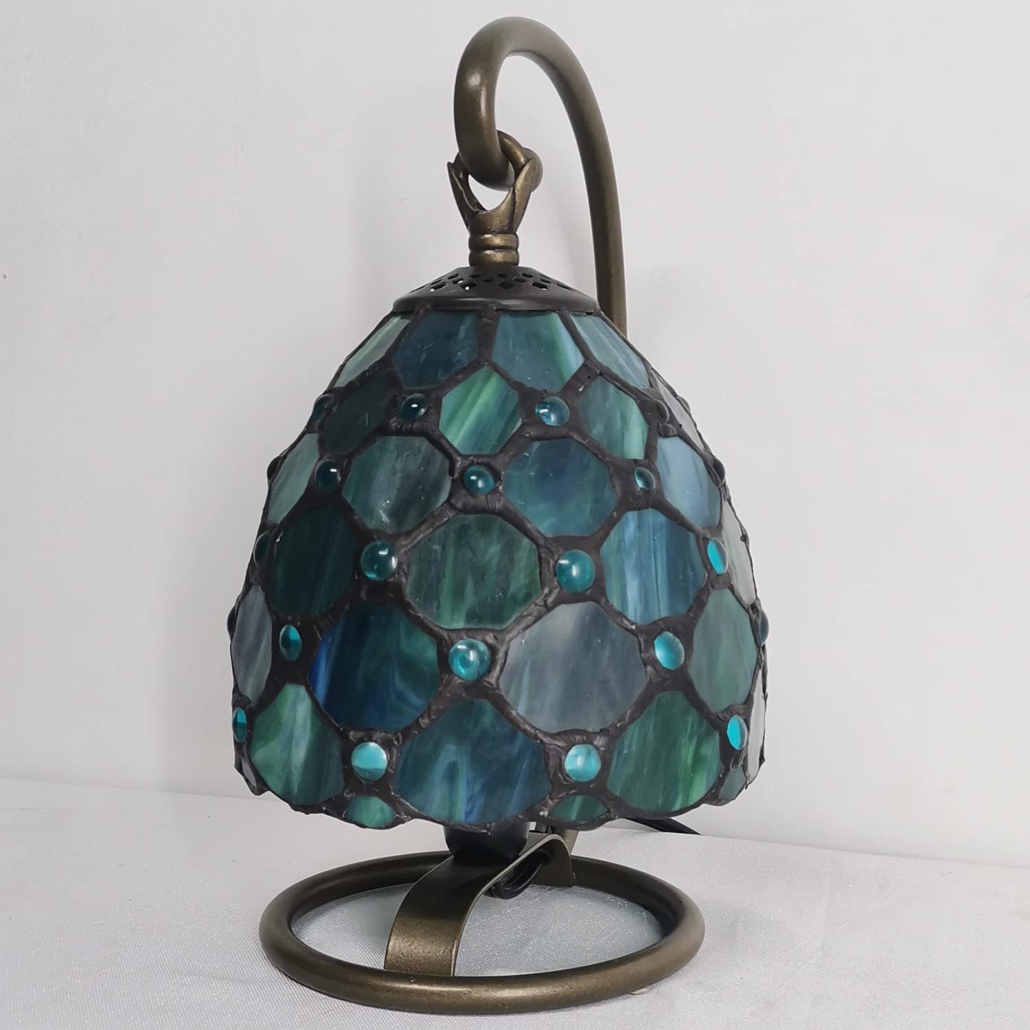 Werfactory® Tiffany Night Light, Stained Glass Desk Light, Mix-Color Vintage Table Lamp