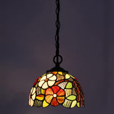 Werfactory® Tiffany Pendant Light with W8H7 Inch Stained Glass Style Shade Hanging Lamp