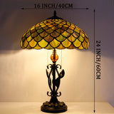 16 Inch Werfactory® Tiffany Table Lamp Stained Glass Lamp Fish Scales Light
