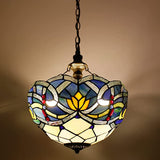 12 inch Blue Lotus Stained Glass Lampshade Only Werfactory®  Fit for Tiffany Table Lamp