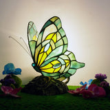Werfactory® Tiffany Butterfly Lamp Cute Fairy Flying Wings Green Stained Glass Warm Light