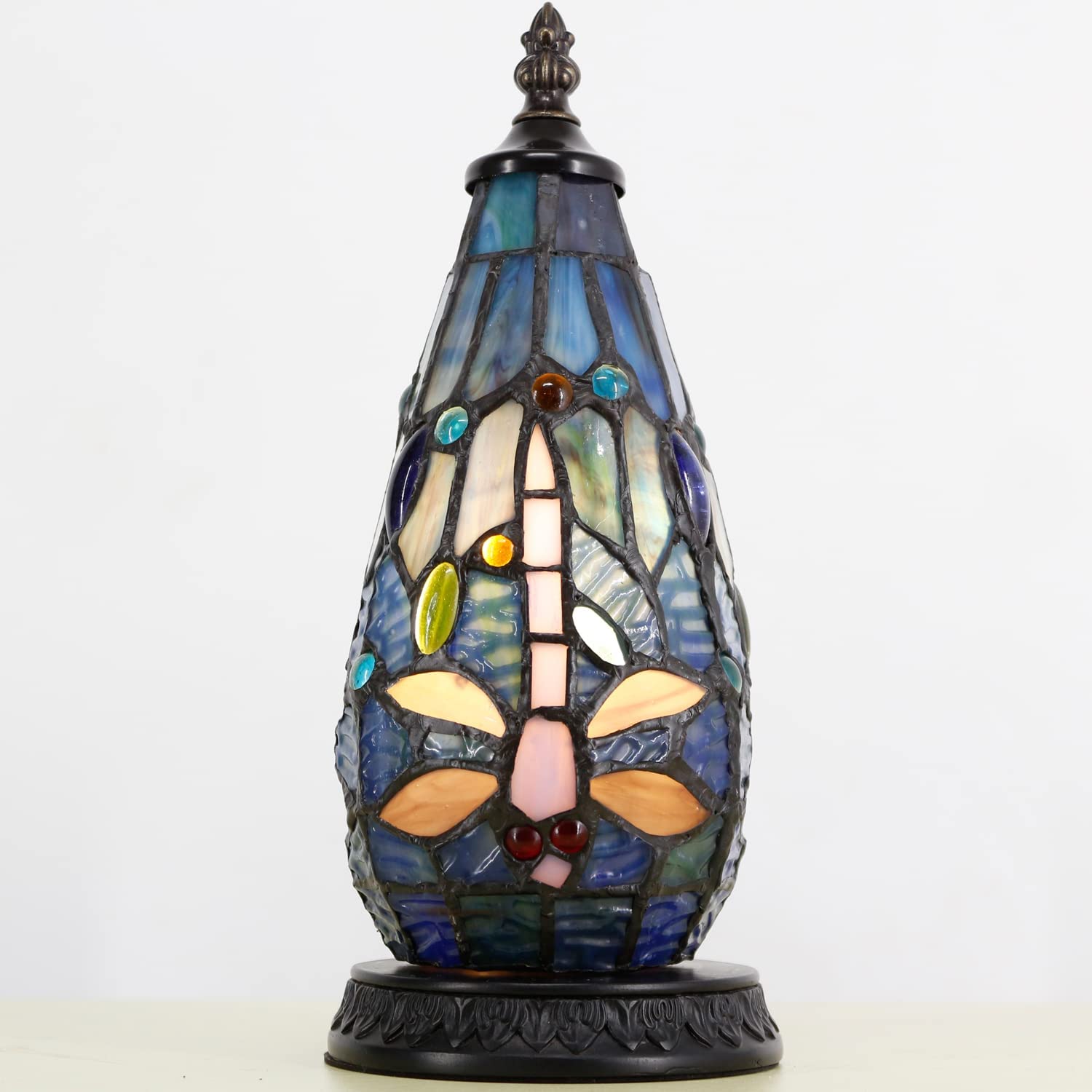 Werfactory® Tiffany Table Lamp Lighthouse Stained Glass Christmas Tree Dragonfly Bedisde Light