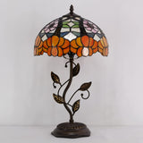 12 inch Werfactory® Table Lamp Stained Glass Lamp Orange Flower Desk Light