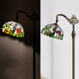Werfactory® Tiffany Floor Lamp 12X18X65 Inches Stained Glass Butterfly Arched Gooseneck Reading Light