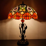 16 inch Tiffany Table Lamp Stained Glass Lamp Orange Flower Desk Light
