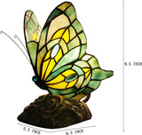 Werfactory® Tiffany Butterfly Lamp Cute Fairy Flying Wings Green Stained Glass Warm Light