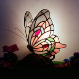 Werfactory® Tiffany Butterfly Lamp Cute Fairy Flying Wings Pink Stained Glass Warm Light