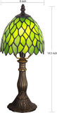 Werfactory® Small Tiffany Lamp Stained Glass Green Leaves Style Table Lamp 14" Tall