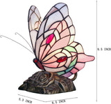 Werfactory® Tiffany Butterfly Lamp Cute Fairy Flying Wings Pink Stained Glass Warm Light