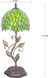 Werfactory® Tiffany Night Light Green Leaves Style Stained Glass Leaf Base Table Lamp