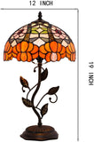 12 inch Werfactory® Table Lamp Stained Glass Lamp Orange Flower Desk Light