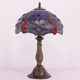 12 inch  Blue Red Stained Glass Dragonfly Lampshade Only Werfactory®  Fit for Tiffany Table Lamp