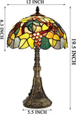 Werfactory® Tiffany Table Lamp 19 Inch High Green Stained Glass Grapes Style Reading Lamp