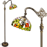 Werfactory® Tiffany Floor Lamp 12X18X65 Inches Stained Glass Butterfly Arched Gooseneck Reading Light