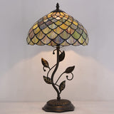 12 inch Werfactory® Tiffany Table Lamp Stained Glass Fish Scales Desk Light