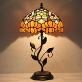 12 inch Werfactory® Table Lamp Stained Glass Lamp Orange Flower Desk Light