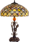 16 Inch Werfactory® Tiffany Table Lamp Stained Glass Lamp Fish Scales Light